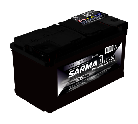 Аккумулятор SARMA power Black 6ст-75 Ач п.п.