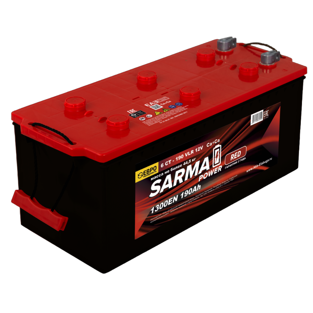 Аккумулятор SARMA power RED 6ст-190 Ач п.п. конус