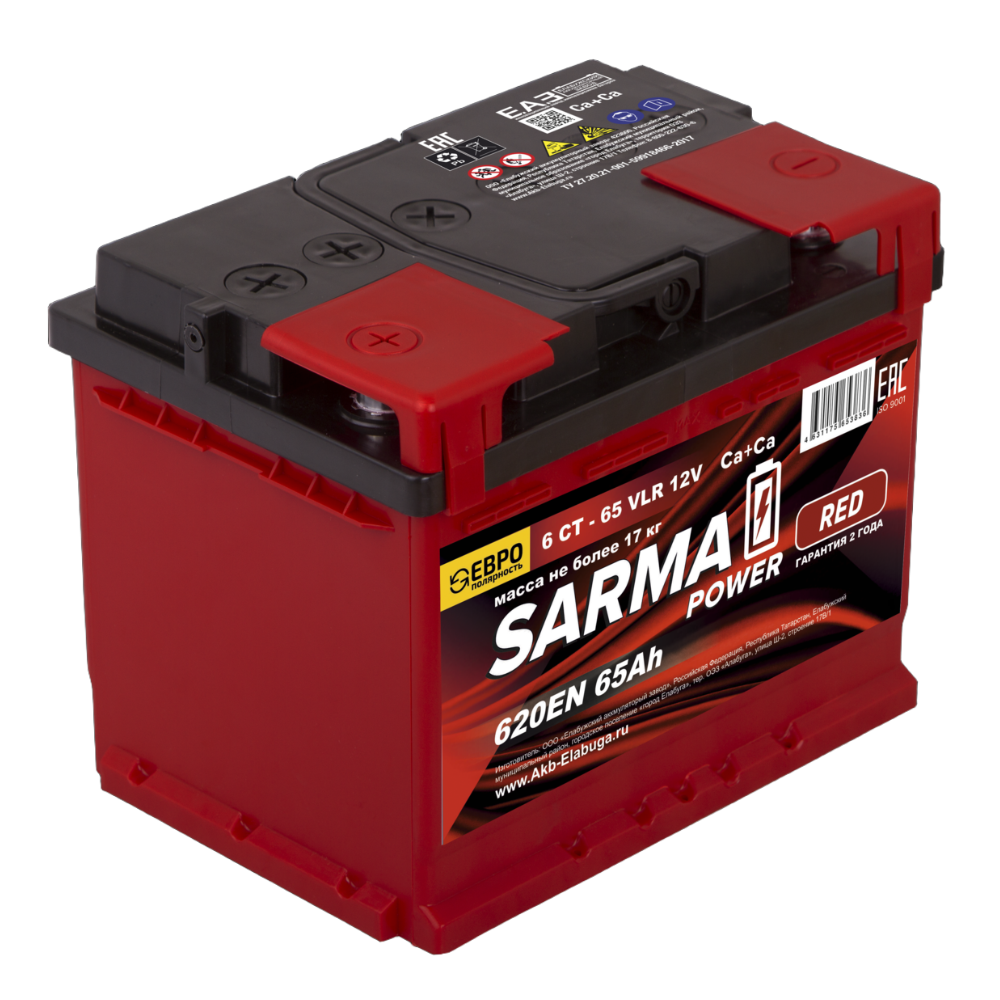 Аккумулятор SARMA power RED 6ст-65 Ач п.п.