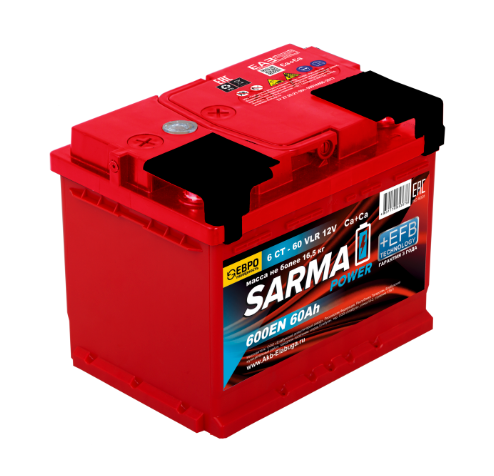 Аккумулятор SARMA power EFB  6ст-60 Ач о.п.