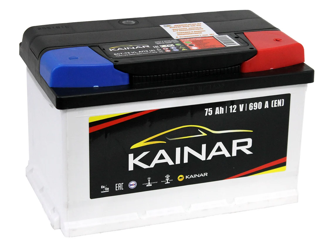 Аккумулятор KAINAR 6ст-75 Ач, о.п. низкая