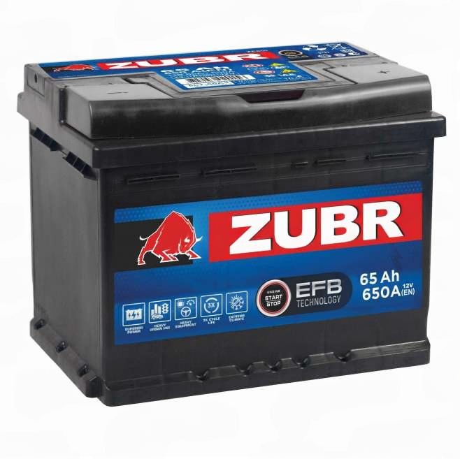 Аккумулятор ZUBR EFB  6ст-65 Ач, о.п.