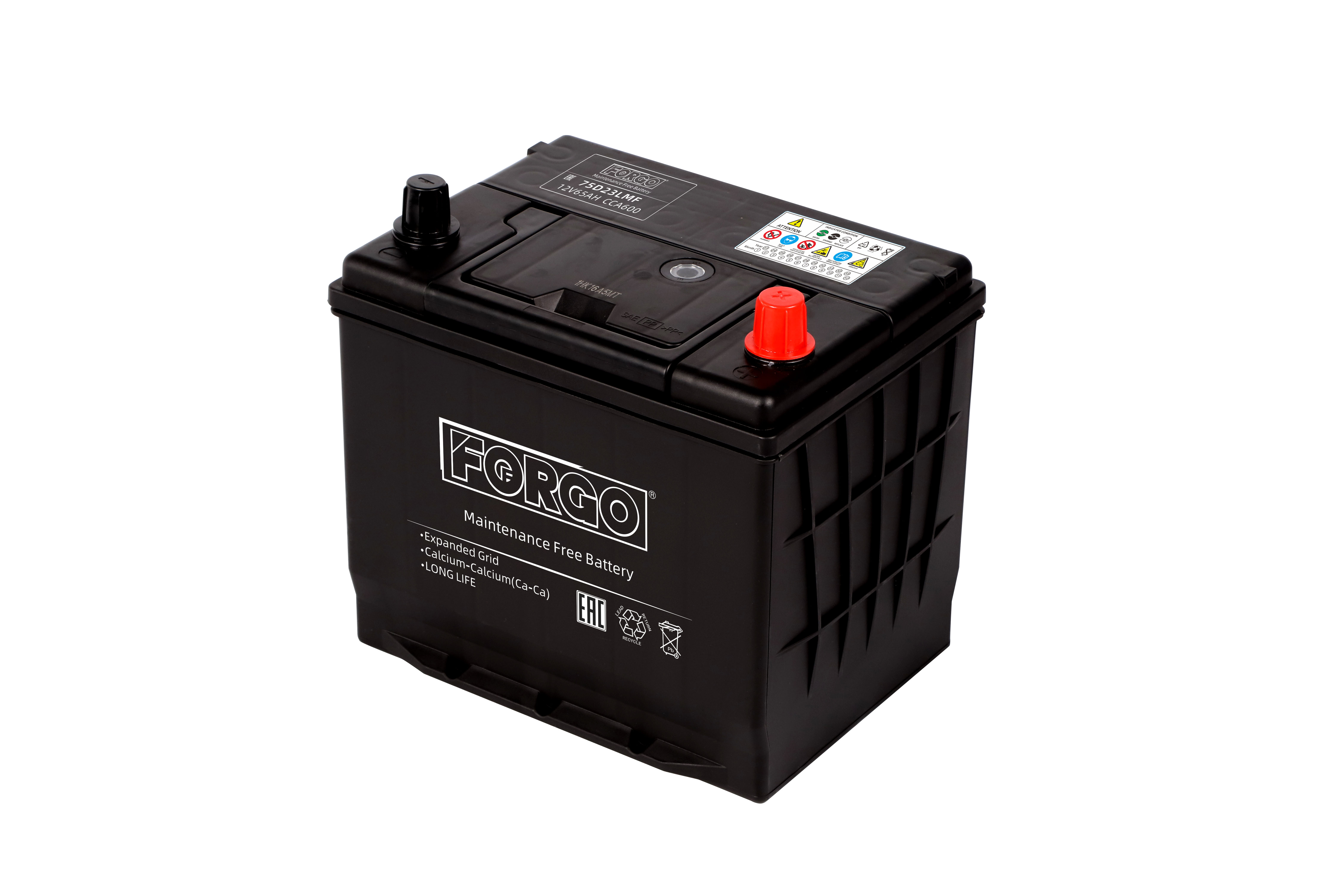 Аккумулятор FORGO 6ст-65 Ач, пуск.ток 600 о.п. азия 75D23LMF