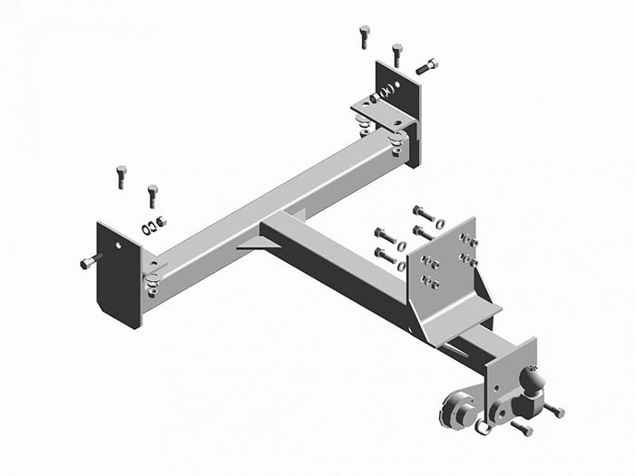 Фаркоп ГАЗ 330202, удлиненная, ГАЗ 33023 фермер,   m=1500 кг,тип шара-кованный с2 отверс330202.К2