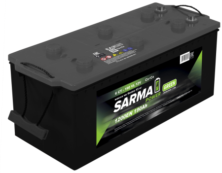 Аккумулятор SARMA power GREEN 6ст-190 о.п. конус
