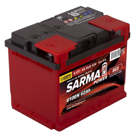 Аккумулятор SARMA power RED 6ст-62 Ач п.п.